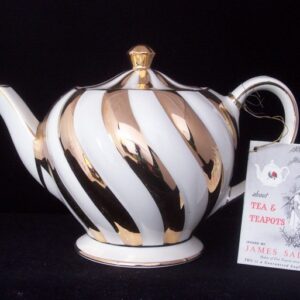 James Sadler Gold Leaf and Cream Striped Tea Pot