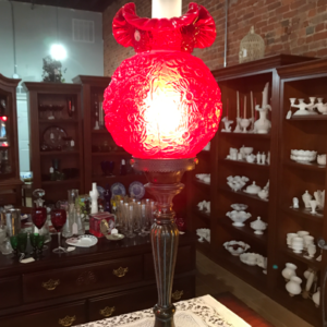 Fenton Ruby Poppy 95th Anniversary Lamp