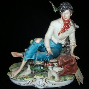 Capodimonte Porcelain Figure, Young Man on Branch