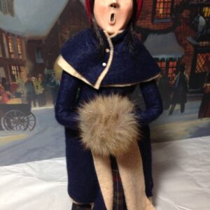 Byers' Choice Woman in Blue Coat with Handmuff, 1990s