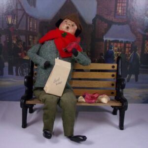 Byers' Choice Man on Bench Feeding Birds, 1997 Retired