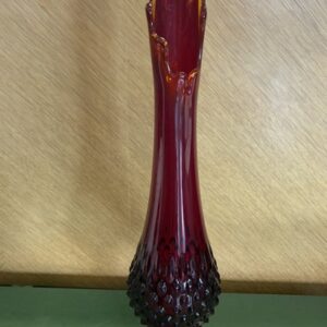 Fenton Ruby Red Amberina Hobnail Tall Swung Vase