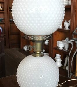 Vintage Fenton Milkglass Hobnail Double-Globe Lamp
